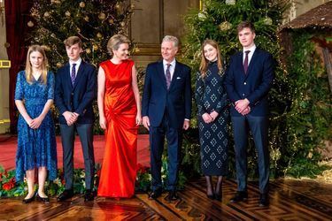 La famille royale de Belgique au Palais royal à Bruxelles, le 21 décembre 2021