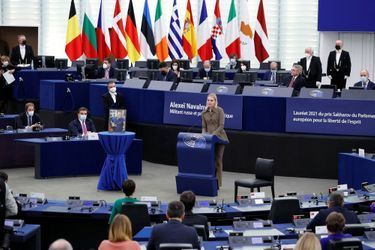 Daria Navalnaya au Parlement européen de Strasbourg, le 15 décembre 2021.