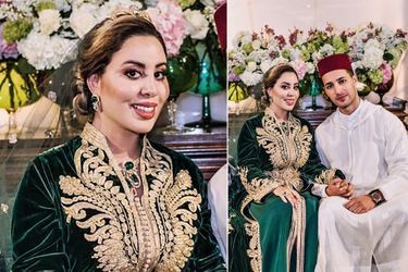 Lalla Nouhaila Bouchentouf, nièce du roi Mohammed VI de Maroc, et Ali El Hajji au Palais royal à Rabat, photo diffusée le 14 février 2021 pour leur mariage