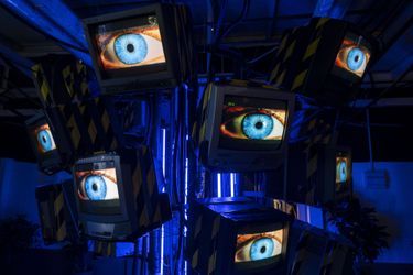 Une exposition dédiée au Cyberpunk à Hon Kong, en octobre 2020.