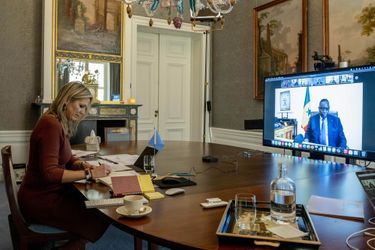 La reine Maxima des Pays-Bas en visite virtuelle au Sénégal depuis La Haye, le 21 janvier 2021
