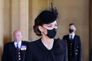 Kate aux funérailles du duc d'Édimbourg, Philip Mountbatten, le 17 avril 2021.