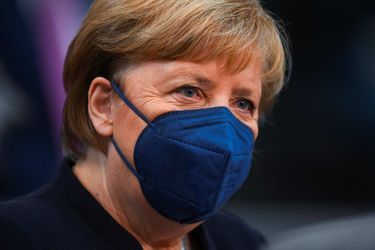 Angela Merkel au Bundestag à Berlin, le 8 décembre 2021.