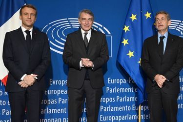 David Sassoli aux côtés d'Emmanuel Macron et Nicolas Sarkozy.