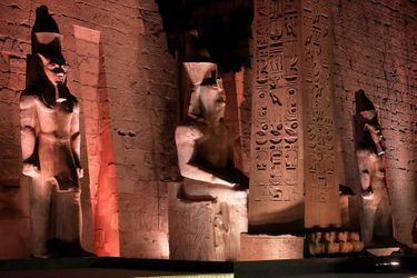 Lors de la cérémonie de réouverture de l’allée des Sphinx, à Louxor, au sud de l’Égypte, le 25 novembre 2021.