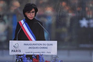 Rachida Dati, maire du VIIe arrondissement, lors de l'inauguration du quai Jacques-Chirac lundi. 