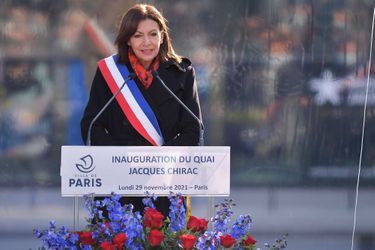 Anne Hidalgo lors de l'inauguration du quai Jacques-Chirac lundi. 