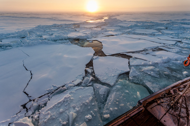 A bord du brise glaces Polarsten, au milieu de l&#039;Arctique. 