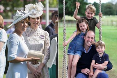 Kate Middleton avec sa mère Carole Middleton et les petits Cambridge avec leur père le prince William