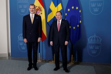 Le roi Felipe VI d&#039;Espagne avec le Premier ministre de Suède Stefan Löfven à Stockholm, le 24 novembre 2021