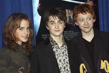Emma Watson, Daniel Radcliffe et Rupert Grint au photocall du film «Harry Potter et la chambre des secrets» à New York en octobre 2002