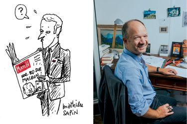 Pour Paris Match, un dessin de Mathieu Sapin, à droite. 