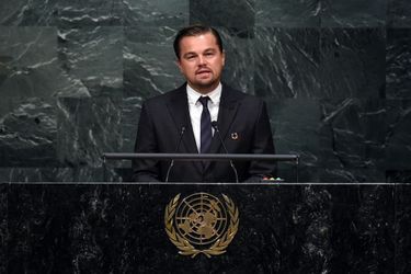 Leonardo DiCaprio à l'ONU en 2016.