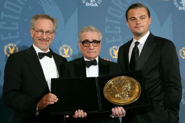 Steven Spielberg, Martin Scorsese et Leonardo DiCaprio en 2007.
