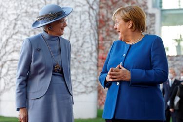 La reine Margrethe II de Danemark avec la chancelière allemande Angela Merckel à Berlin, le 10 novembre 2021