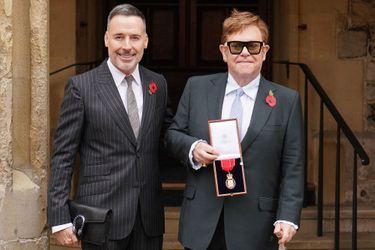 David Furnish et Elton John à Windsor le 10 novembre 2021