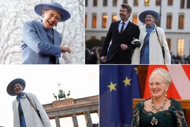 La reine Margrtehe II de Danemark en visite d'Etat en Allemagne avec le prince héritier Frederik, le 10 novembre 2021