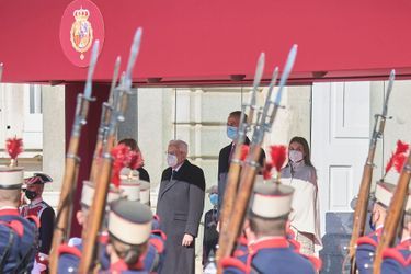 La reine Letizia et le roi Felipe VI d'Espagne avec Sergio et Laura Mattarella à Madrid, le 16 novembre 2021