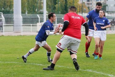 Jean-Baptiste Djebbari samedi lors d’un match de rugby du vivre-ensemble, à Nanterre.