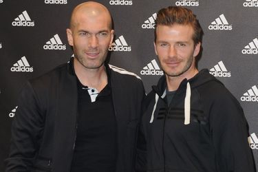 Zinedine Zidane et David Beckham à Paris en février 2013.