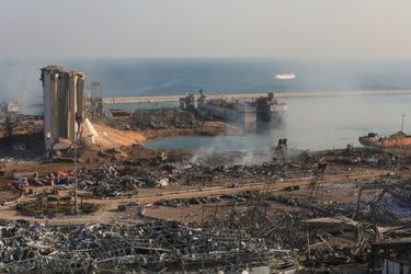 Le port de Beyrouth, épicentre des explosions au lendemain du drame. 
