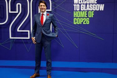 Le Premier ministre du Canada Justin Trudeau, au sommet de la COP26 sur le climat, à Glasgow (Ecosse).