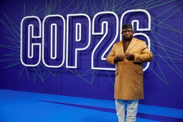 Le président de la Sierra Leone Julius Maada Bio, au sommet de la COP26 sur le climat, à Glasgow (Ecosse).