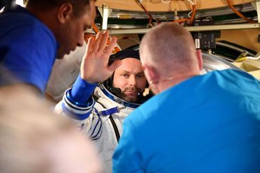 Lors du départ de l&#039;ISS de Ioulia Peressild et Klim Chipenko.