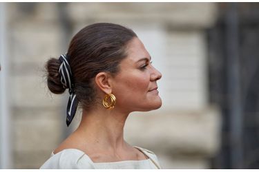 La coiffure de la princesse Victoria de Suède à Rome, le 18 octobre 2021