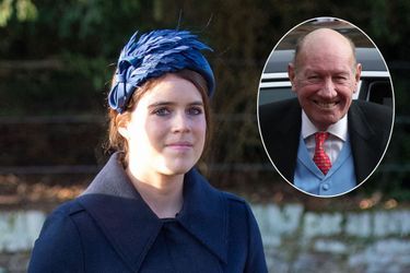 La princesse Eugenie d’York, le 25 décembre 2019. En vignette: George Brooksbank au mariage de son fils avec la princesse Eugenie, le 12 octobre 2018 
