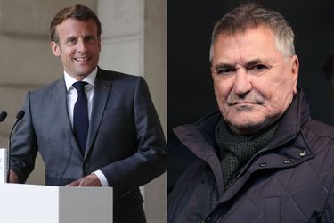 Emmanuel Macron à l'Elysée, lundi dernier, et Jean-Marie Bigard, lors d'un meeting du candidat aux élections municipales à Paris Marcel Campion, en octobre 2019.