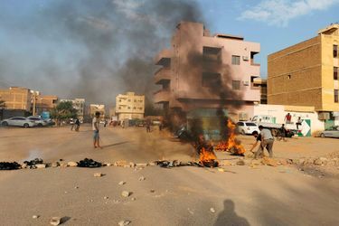 Manifestation contre le coup d&#039;Etat à Khartoum, au Soudan, le 25 octobre 2021.