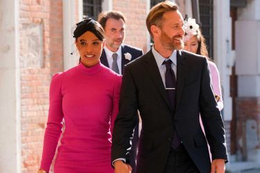 Jessica Ledon et David Guetta au mariage d'Alexandre Arnault et Géraldine Guyot à Venise, le 16 octobre 2021.