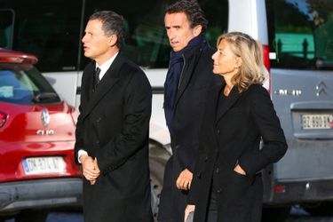 Marc-Olivier Fogiel, Alexandre Bompard et Claire Chazal aux obsèques d'Etienne Mougeotte.