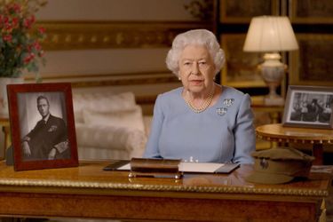 La reine Elizabeth II lors de son discours diffusé le 8 mai 2020 