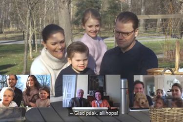 La famille royale de Suède se souhaite joyeuses Pâques en visioconférence. Capture de la vidéo diffusée le 11 avril 2020