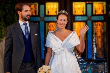 Le prince Philippos de Grèce et de Nina Flohr à Athènes le 23 octobre 2021, jour de leur mariage religieux