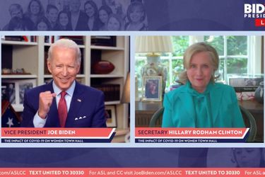 Hillary Clinton a apporté son soutien à Joe Biden, le 28 avril 2020.