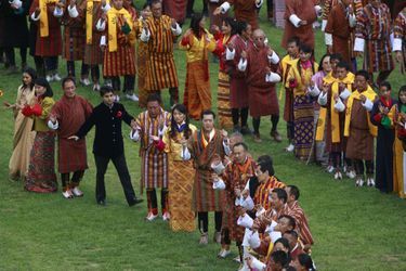 Réception solennelle pour le mariage du roi du Bhoutan Jigme Khesar Namgyel Wangchuck et de Jetsun Pema, à Thimphou le 15 octobre 2011