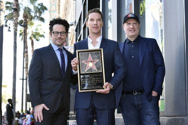 JJ Abrams, Benedict Cumberbatch et Kevin Feige à Los Angeles, le 28 février 2022.