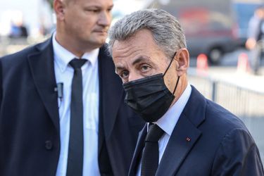 Nicolas Sarkozy à la messe-hommage de Bernard Tapie à Paris, le 6 octobre 2021.