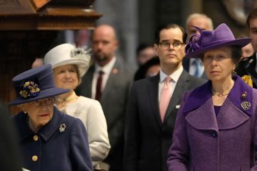 La reine Elizabeth II et la princesse Anne à l'abbaye de Westminster à Londres, le 12 octobre 2021