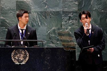 Le leader RM et Jungkook à l'ONU.