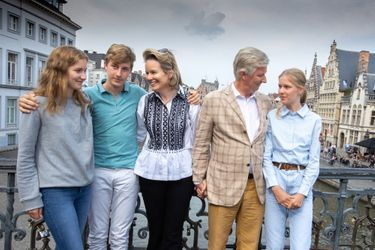 La reine Mathilde et le roi des Belges Philippe, les princesses Elisabeth et Eléonore et le prince Emmanuel de Belgique à Gand, le 19 septembre 2021
