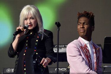 Cyndi Lauper et Jon Batiste au concert Global Citizen Live, à New York, le 25 septembre 2021.