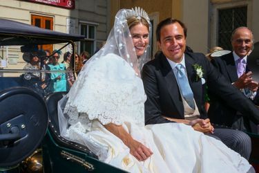 La princesse Maria Anunciata de Liechtenstein et Emanuele Musini à Vienne le 4 septembre 2021, jour de leur mariage