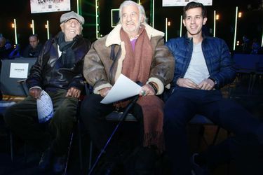 Charles Gerard, Jean-Paul Belmondo et Victor Belmondo au combat entre Tony Yoka et Ali Baghouz à La Seine Musicale, en décembre 2017.