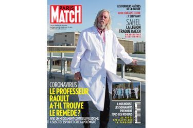 La couverture du numéro 3699 de Paris Match avec le professeur Raoult dans son IHU à Marseille, le 20 mars.