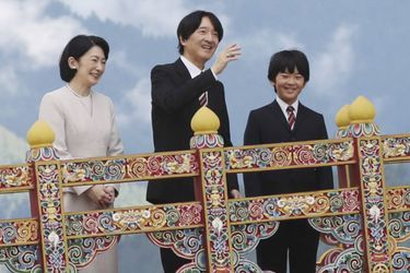 Le prince Hisahito du Japon avec ses parents au Bhoutan, le 17 août 2019