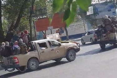 Les talibans dans les rues de Kaboul, le 16 août 2021. 
